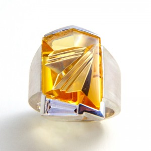 Ring Silver with citrine cut by munsteiner